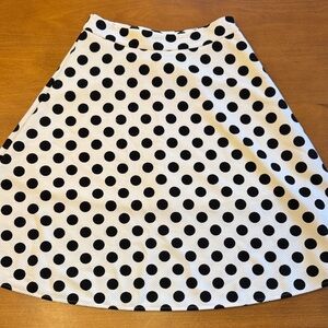 Elegant Black and White Polka Dot A-Line Skirt
